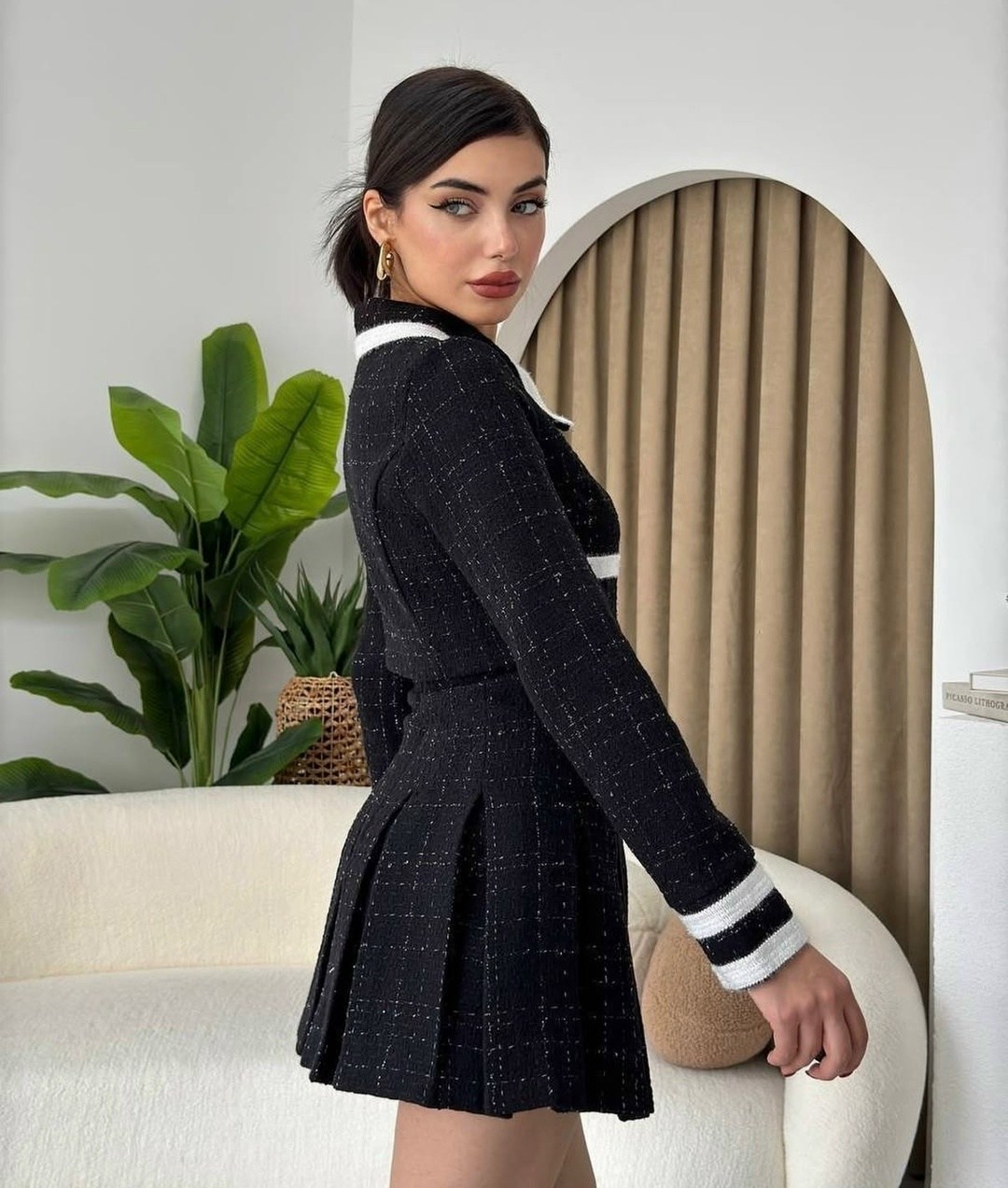 твидовый костюм,костюм твидовый пиджак и юбка verh 267921013,костюм с юбкой,элегантный твидовый костюм с юбкой мини в стиле шанель,костюм с юбкой женский