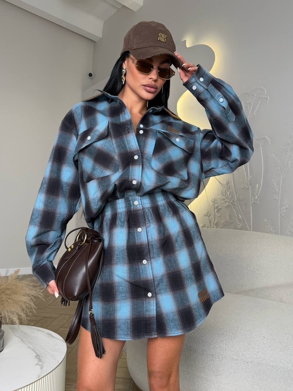 женская рубашка в клетку,рубашка женская в клетку оверсайз,рубашка в клетку оверсайз tom joy,костюм с юбкой и рубашкой,женская рубашка