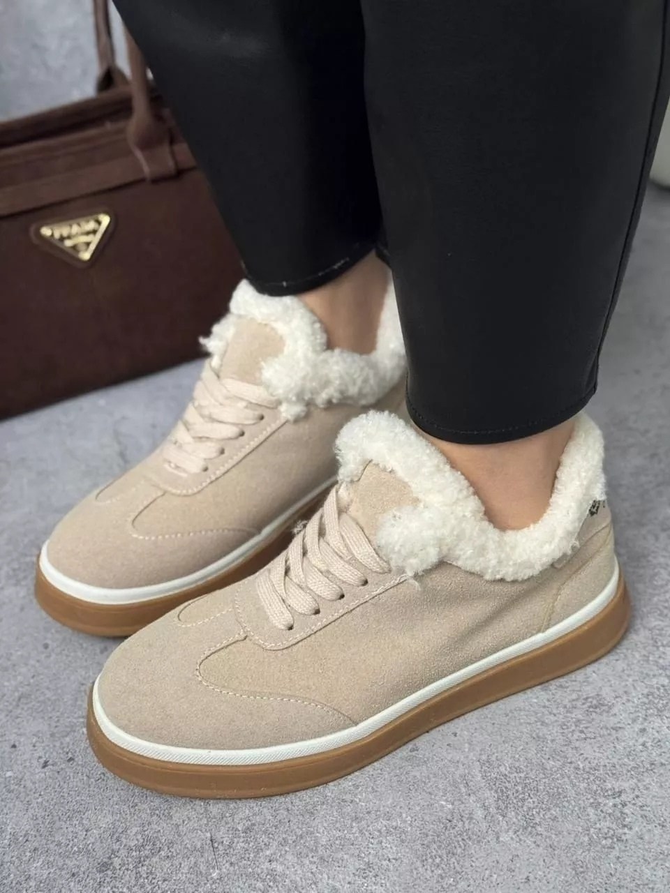 бежевые кроссовки,кроссовки на платформе теплые чебурашка the brosh shoes,кроссовки мех,,женские зимние кроссовки