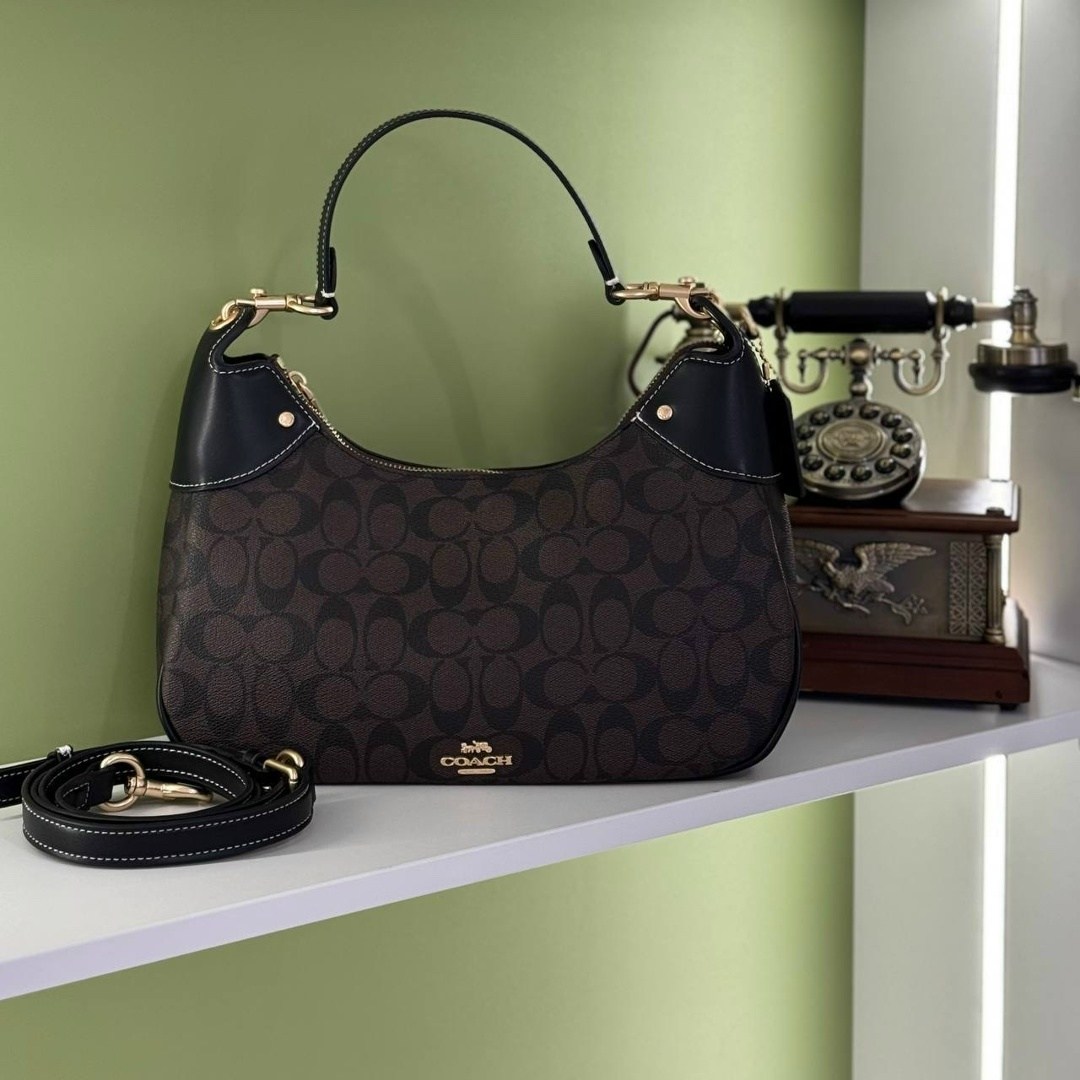 сумка coach,coach сумка женская,сумка женская coach из кожи,сумка coach через плечо,сумка-хобо тери coach золотой/коричневый/черный