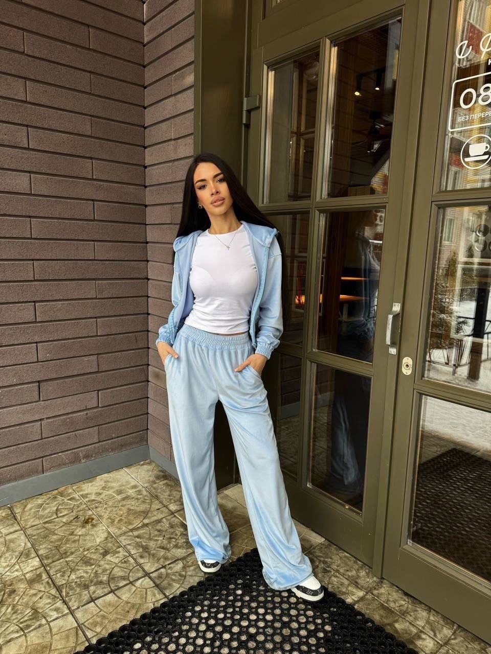 костюм велюровый,брюки широкие,женский костюм,брюки палаццо,костюм с брюками повседневный