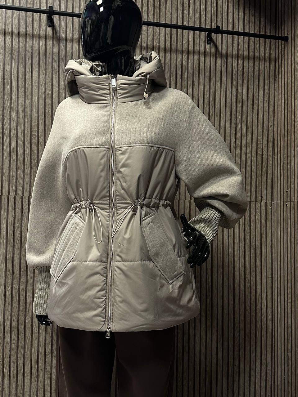 куртка shetti 2100 графит,куртка женская,комбинированные куртки,куртка комбинированная,зимний пуховик pang million серого цвета комбинированный