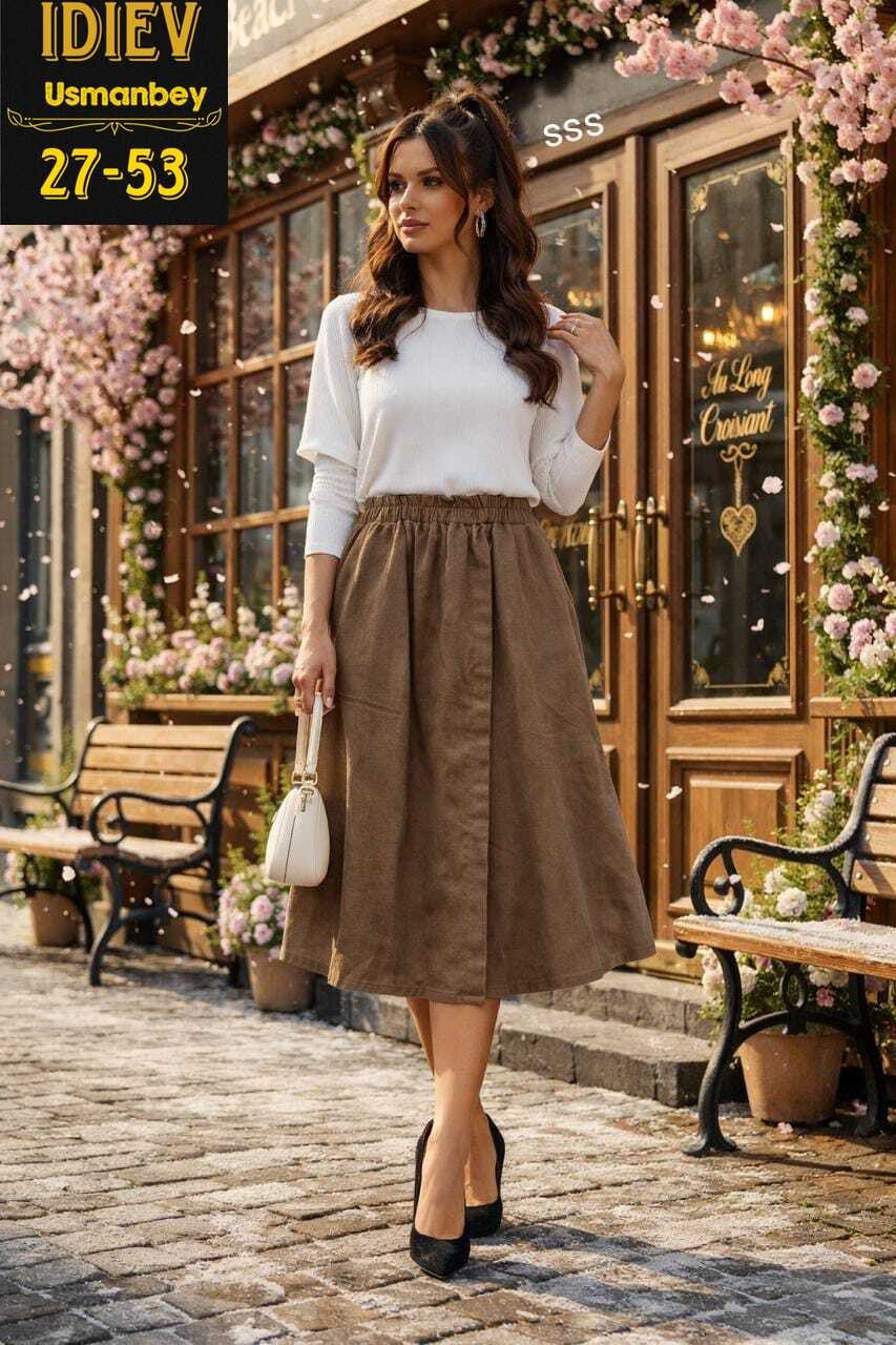 юбка миди коричневая замшевая,вельветовая юбка миди,юбка вельветовая,юбка женская,коричневая юбка теплая