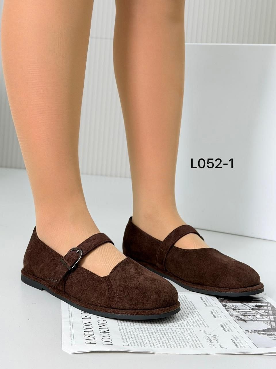 ,туфли на плоской подошве, женская,лоферы коричневые с ремешком замшевые,повседневная
