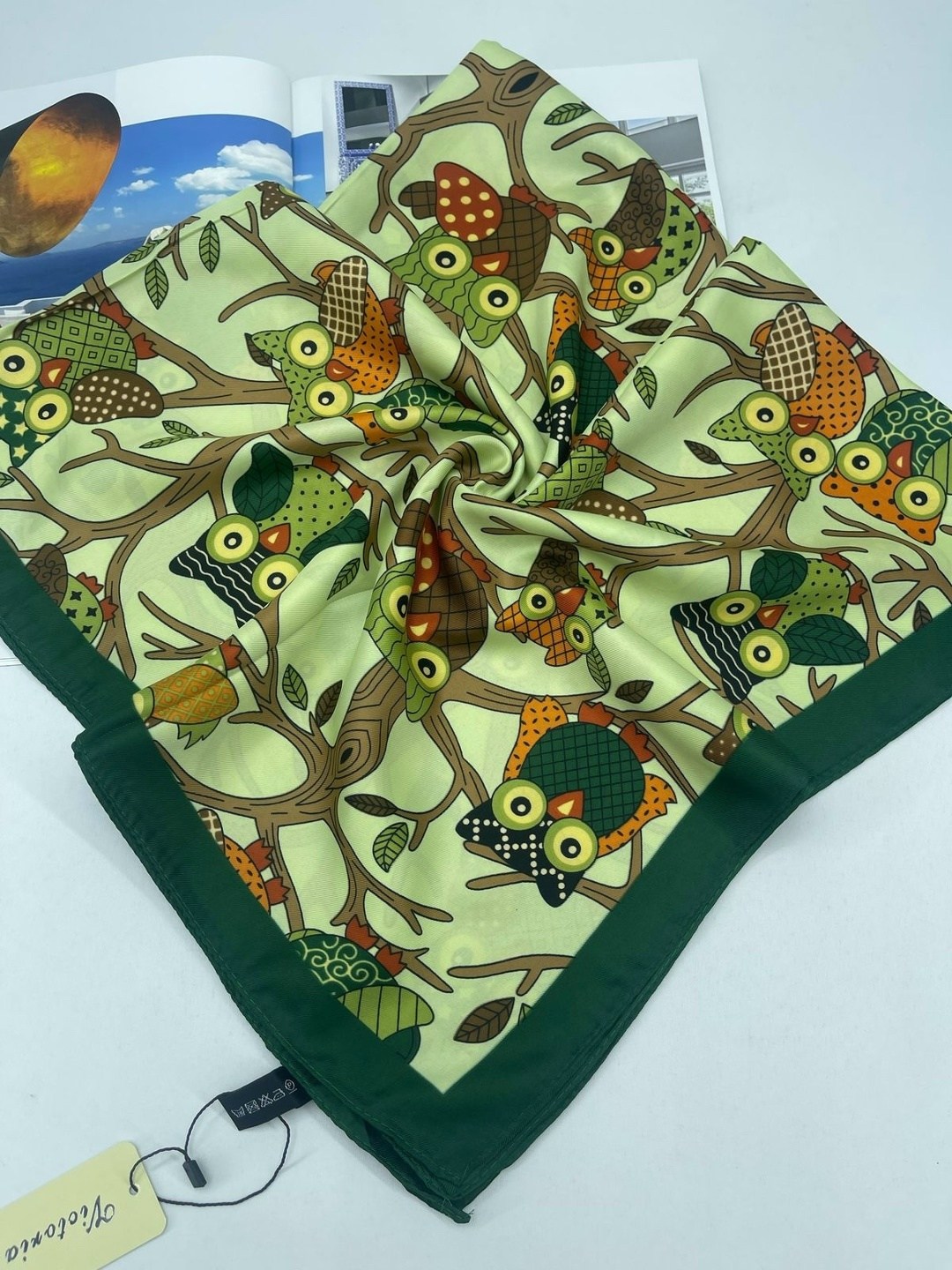 шелковые платки,платок с совами,платок женский с принтом,платки шейный платок,шарф платок