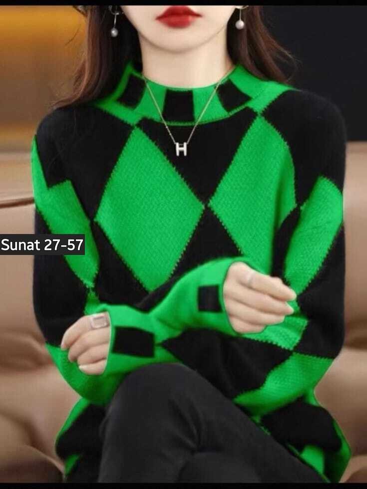 свитер в корейском стиле,свитер в клетку,свитера женские,модные свитера,универсальный свитер