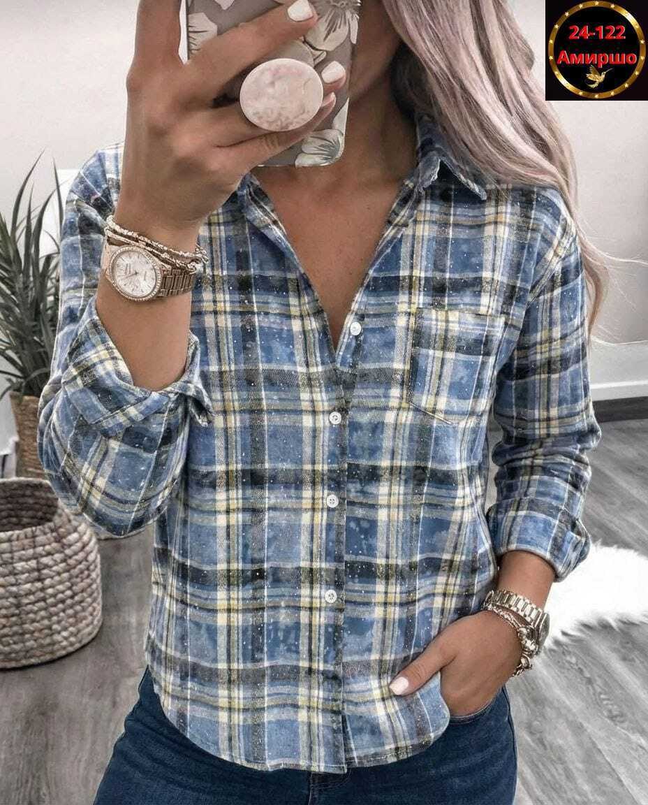 женская рубашка,рубашка в клетку женская,клетчатая рубашка женская теплая,повседневная рубашка,рубашка в клетку