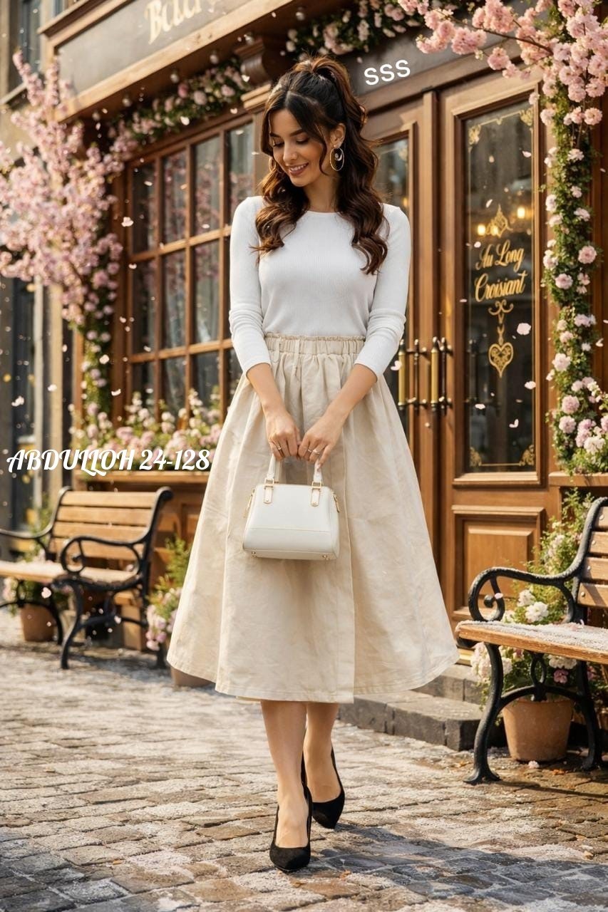 юбка teza 5621 бежевая замша,вельветовая юбка,вельветовая юбка миди,бежевая юбка из искусственной замши с карманами и складками teza 5621,юбка юникло вельветовая