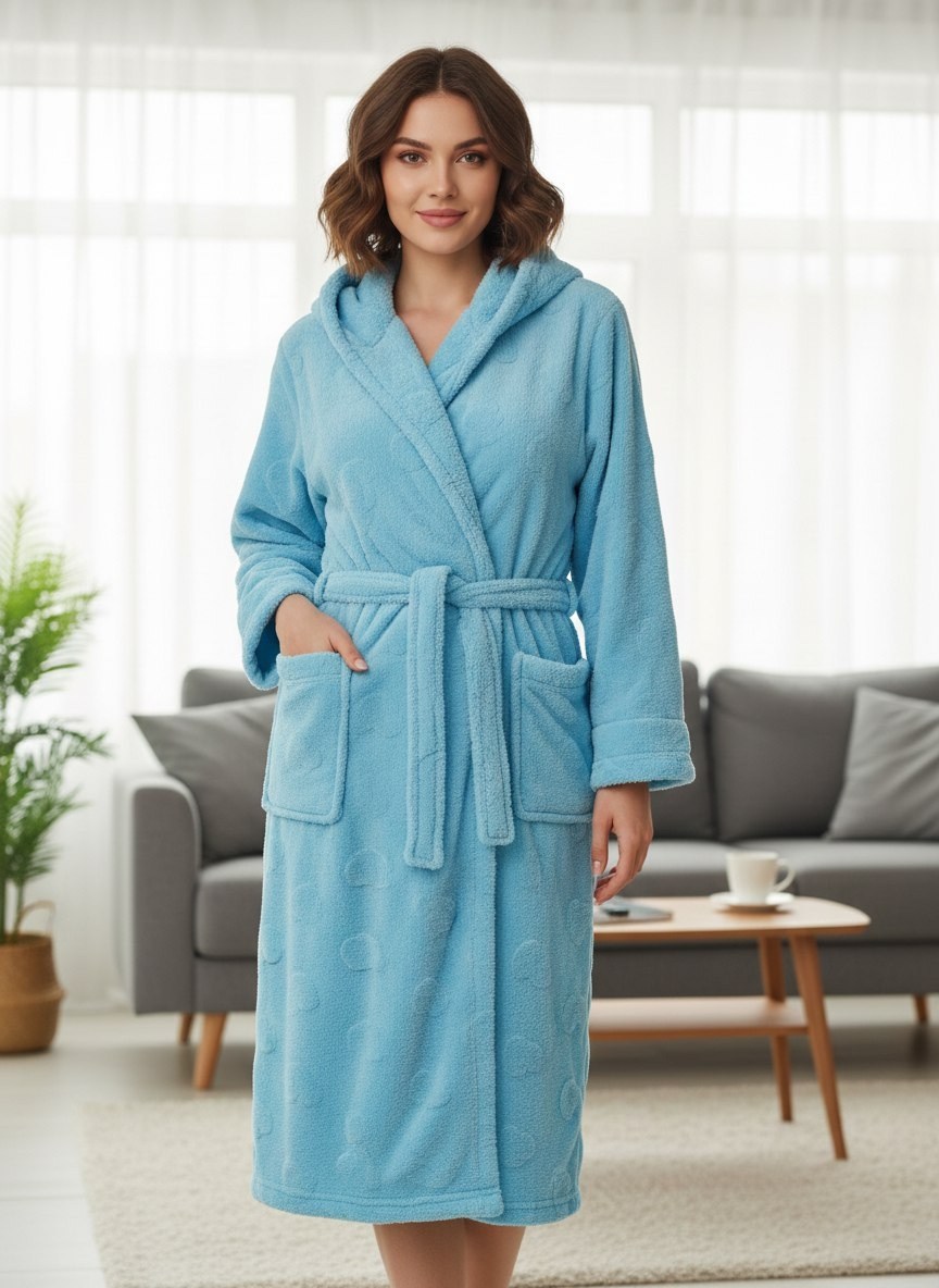махровый халат женский,халат женский махровый с капюшоном,халат махровый,банный махровый халат evateks mono (e 701) голубой,халат банный женский
