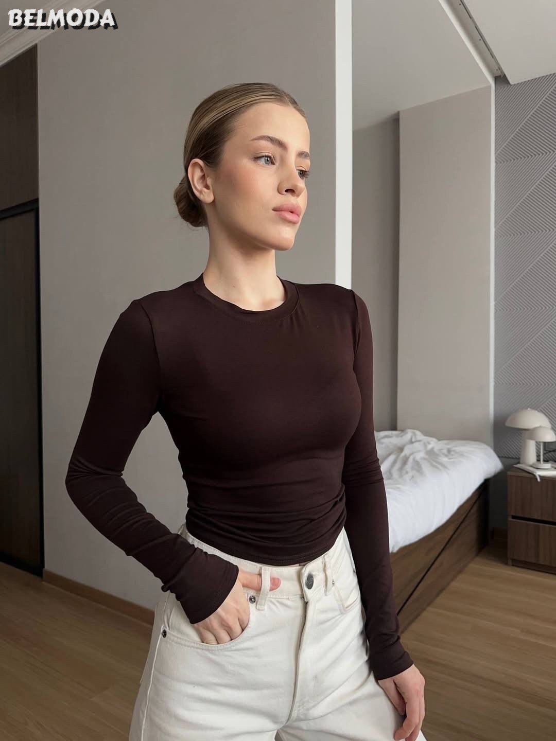 лонгслив женский,лонгслив базовый скимс утягивающий укороченный облегающий yes.body цвет мокко,лонгслив базовый скимс утягивающий укороченный облегающий yes.body 311968879,лонгслив,базовый лонгслив