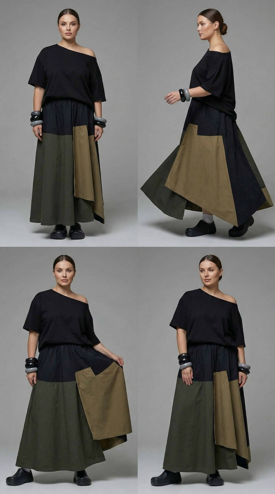 платье комбинированное,свободное платье,платье асимметричное,юбка женская,юбка с карманами