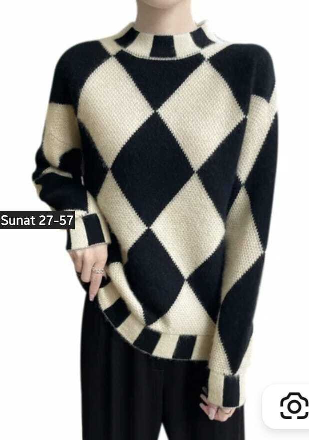 свитер в корейском стиле,свитер в клетку,свитера женские,модные свитера,универсальный свитер