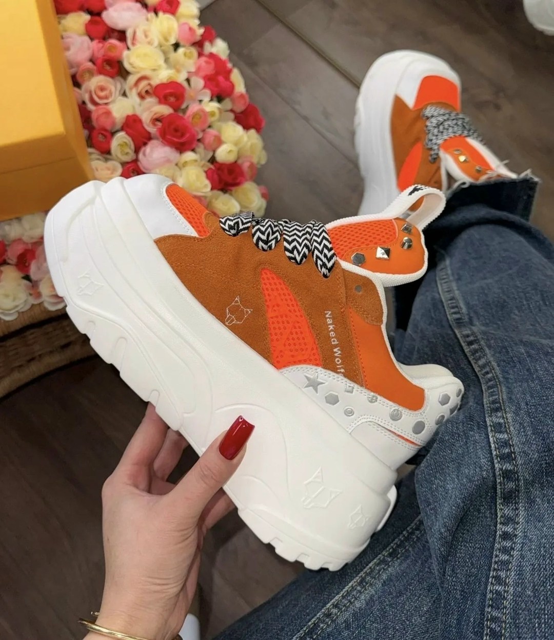 кроссовки женскиe,,кроссовки оранжевые,спортивная ,модные кроссовки