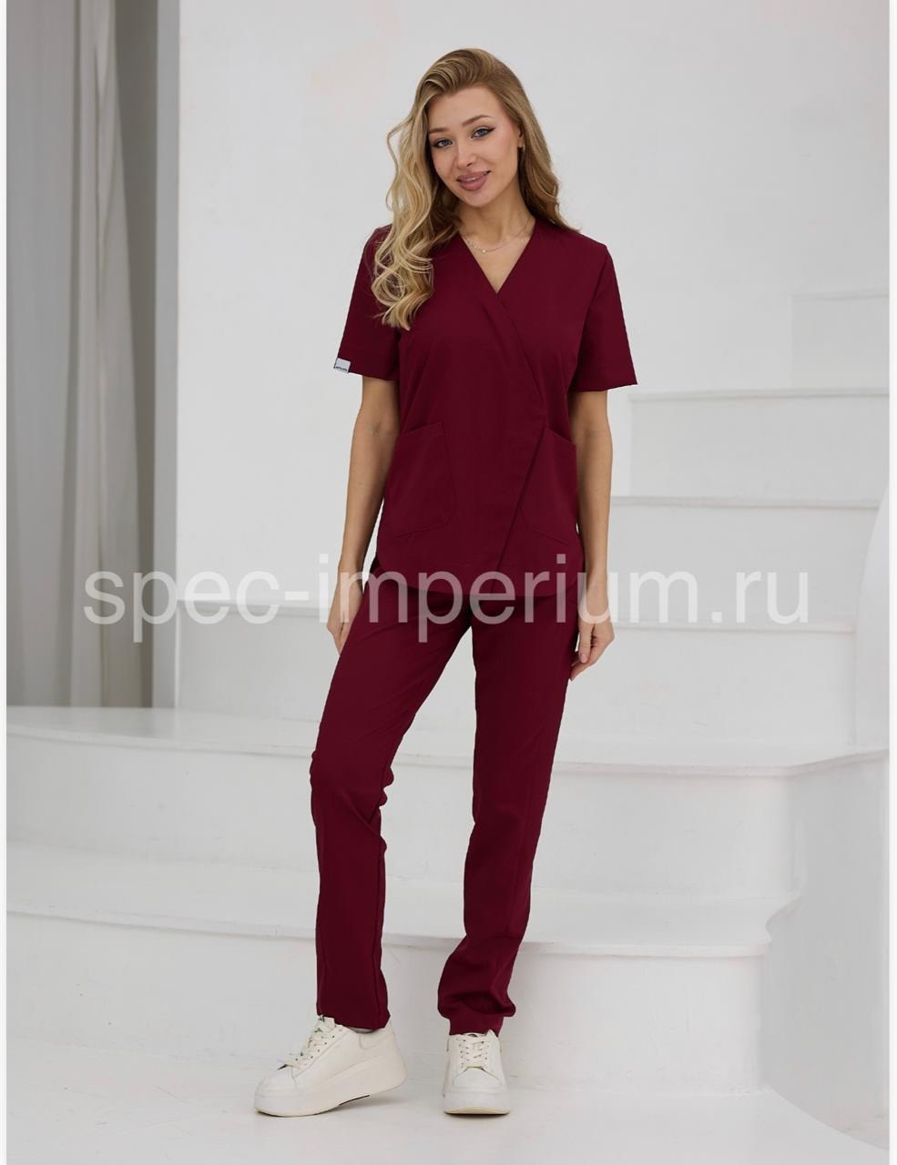 костюм медицинский женский хирургический медэлита ткань тиси цвет бордовый модель 280,костюм медицинский женский бордовый,костюм медицинский женский,медицинский костюм,костюм врача женский