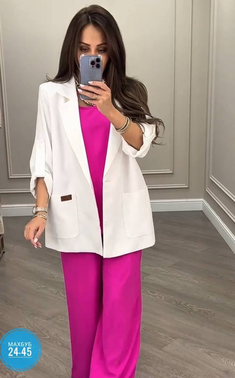 брючный костюм anelli 1398 фуксия,женский брючный костюм двойка,костюм из текстиля с приталенными брюками и жакетом anelli 1398 фуксия,женский брючный костюм anelli 1398.02 фуксия,костюм с брюками нар