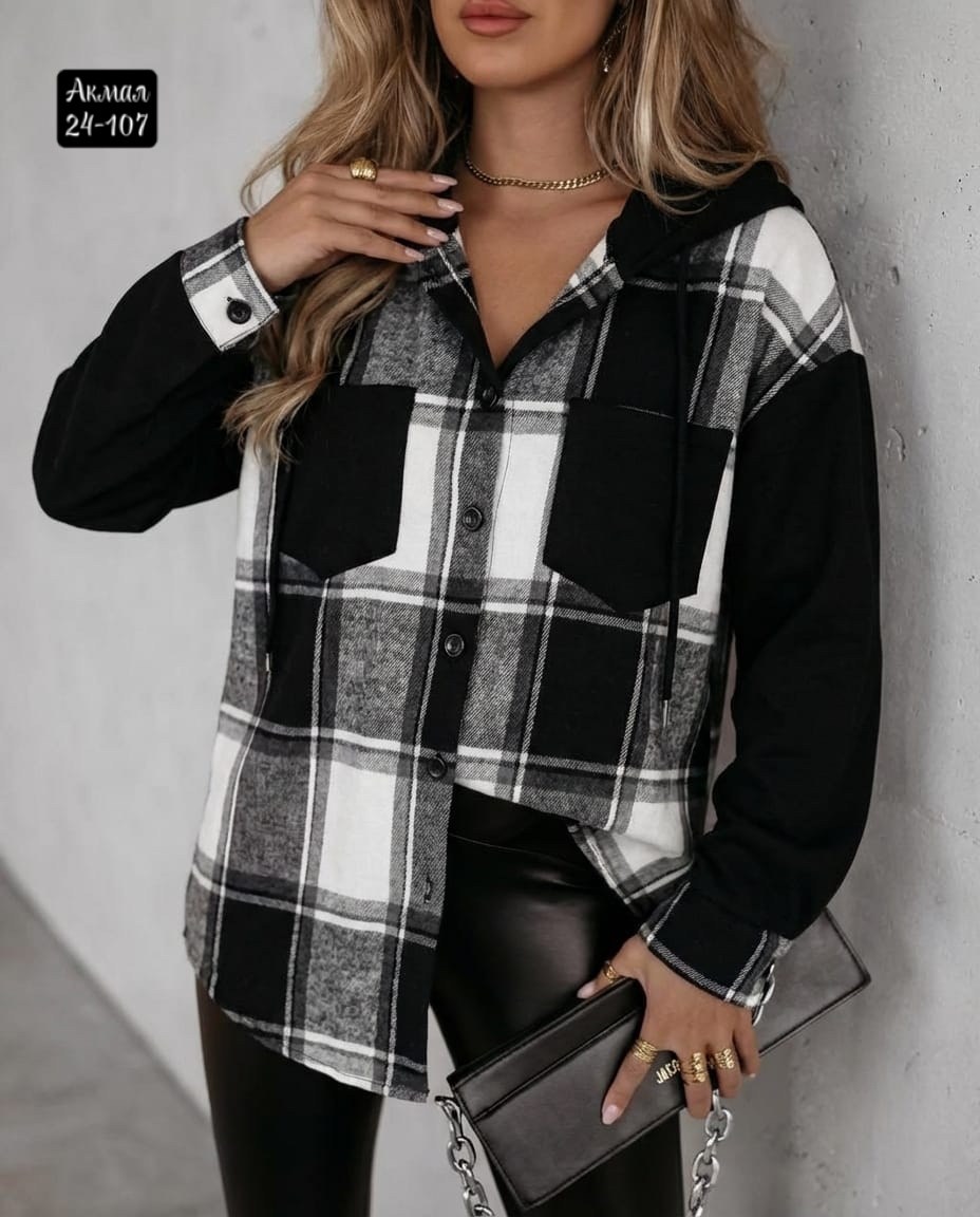 рубашка в клетку с капюшоном,оверсайз рубашка в клетку с капюшоном,рубашка женская оверсайз в клетку,женская рубашка,рубашка в клетку женская