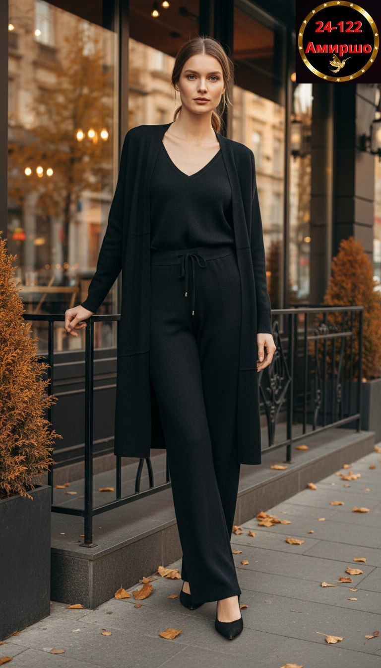 костюм женский брючный,трикотажный брючный костюм,трикотажные костюмы,кашемировый женский костюм,костюм с кардиганом