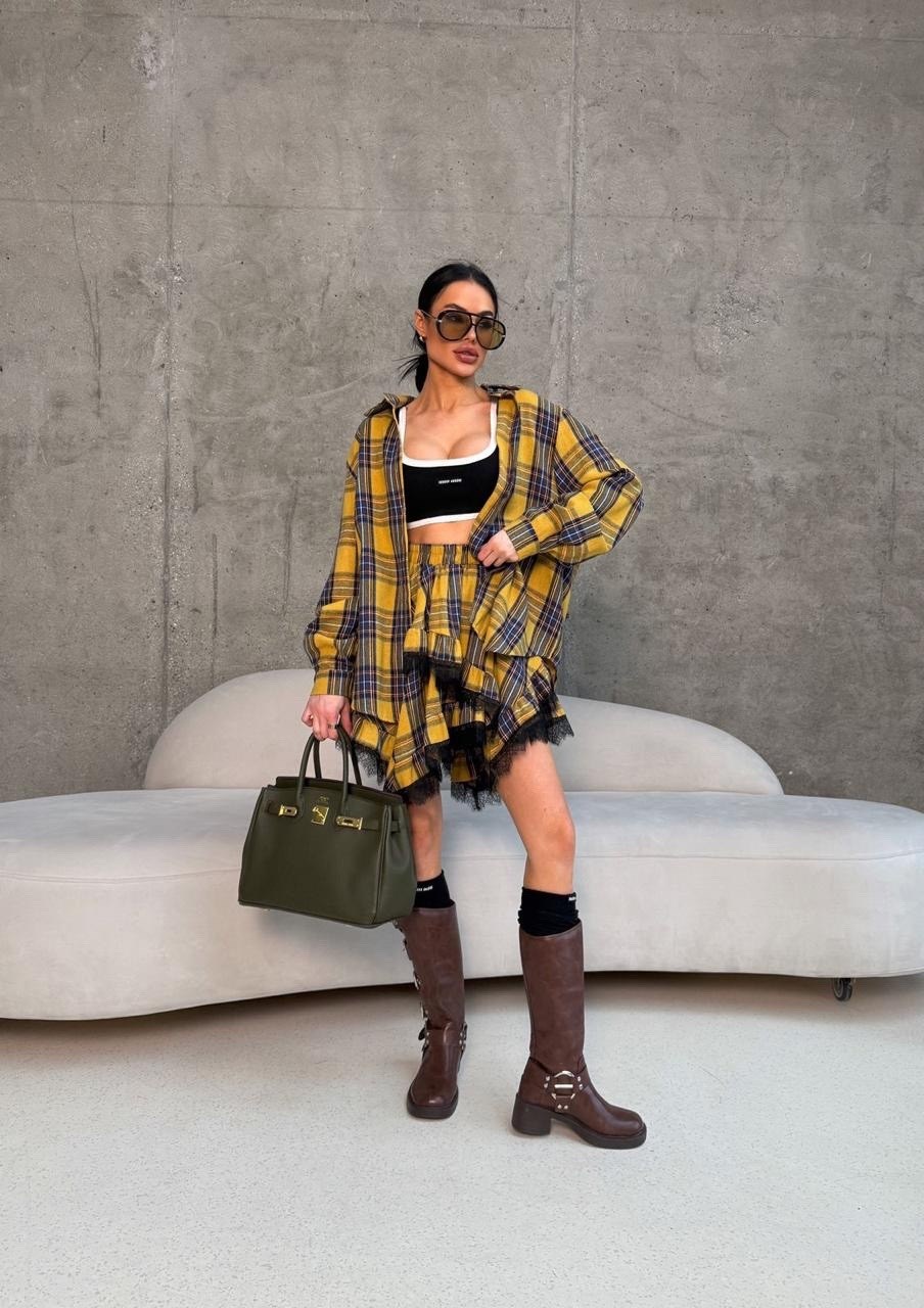 костюм в клетку,женский костюм,костюм с юбкой женский,юбка в клетку