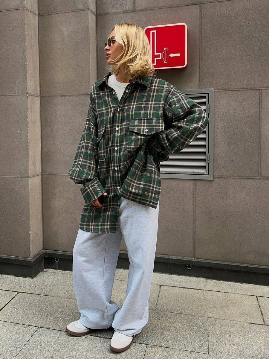 рубашка женская в клетку,женская клетчатая рубашка,женская рубашка в клетку байка,рубашка в клетку оверсайз летняя esstobee,теплая рубашка оверсайз в клетку женская