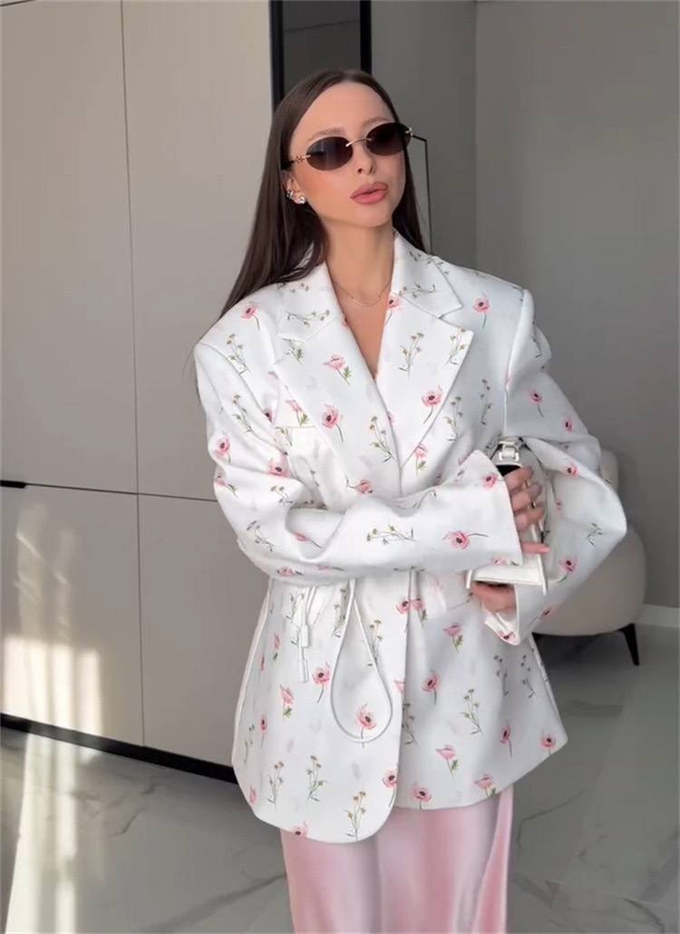элегантный пиджак с цветочным принтом,модный женский пиджак с цветочным принтом,элегантный длинный женский жакет с цветочным принтом,пиджак с цветочным принтом,пиджак оверсайз с цветочным принтом lero