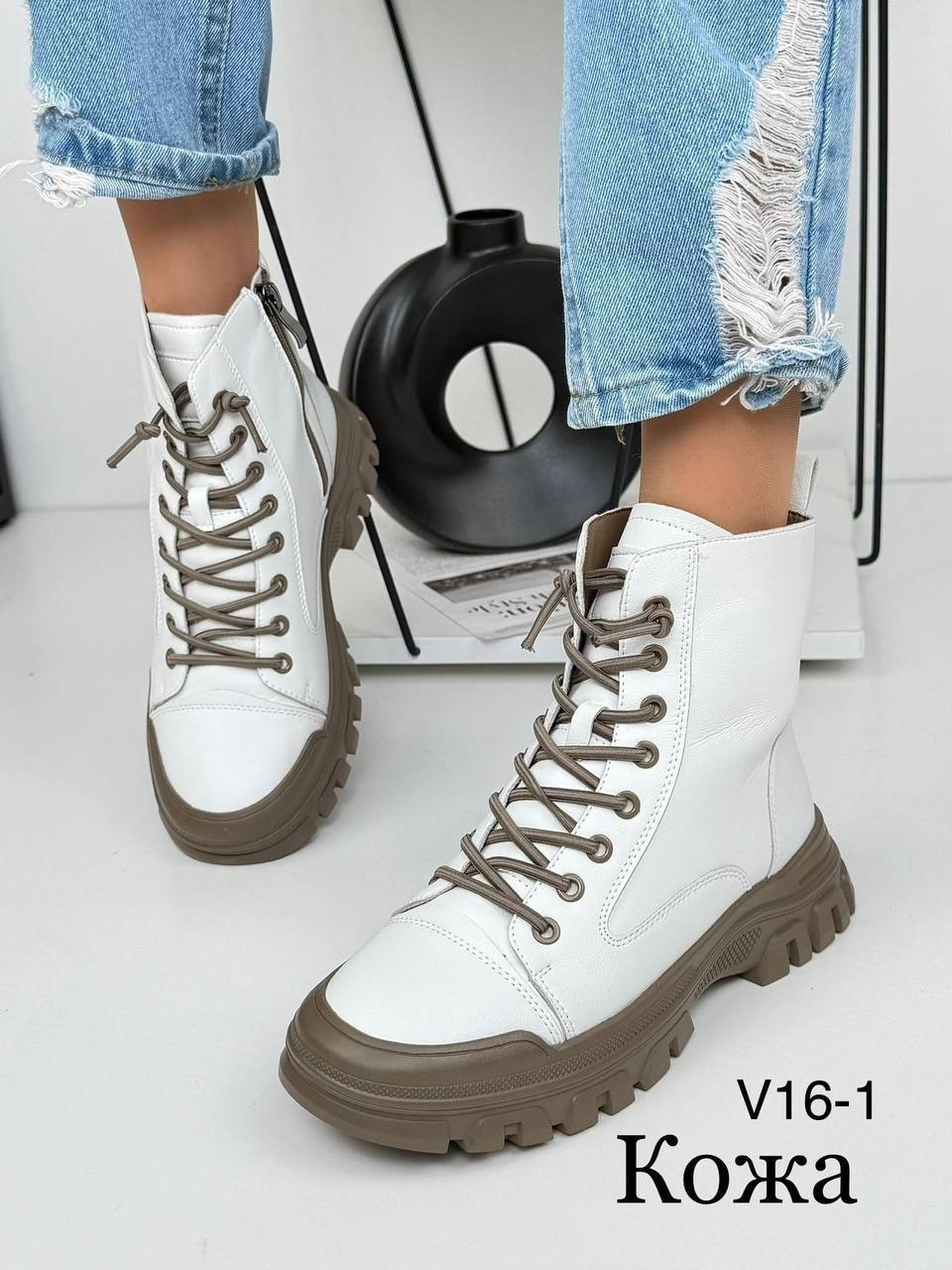 зимние ботинки женские белые натуральная кожа на шнуровке kronstep 43511959,женские ботинки,,ботинки модные,женские зимние ботинки
