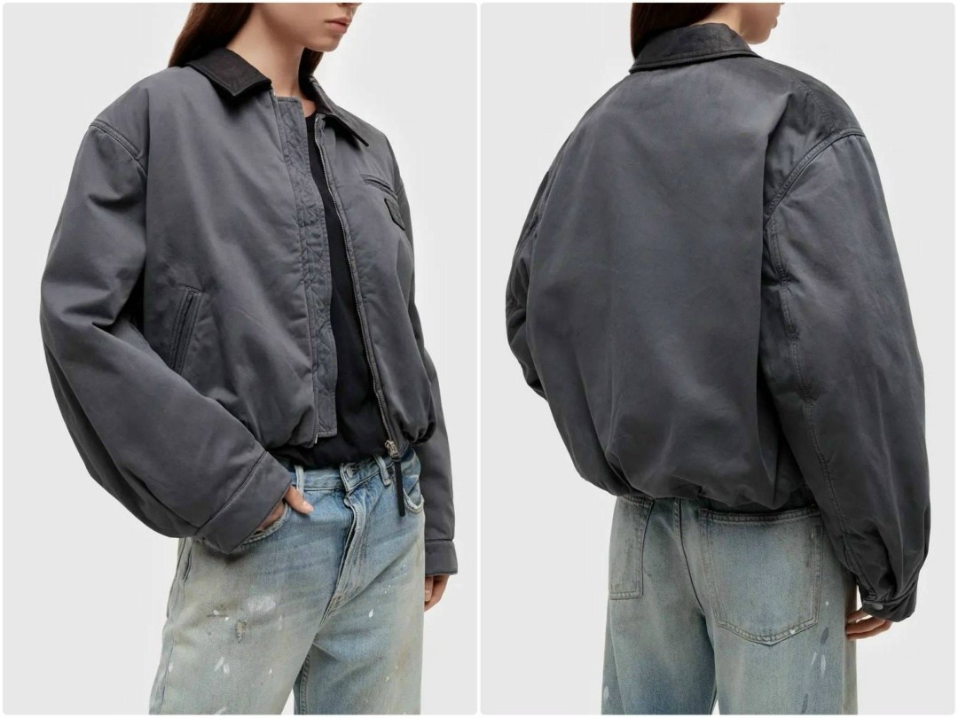 куртка бомбер,куртка-бомбер укороченная с вареным эффектом серая,куртка,куртка повседневная,куртка-бомбер укороченная с вареным эффектом