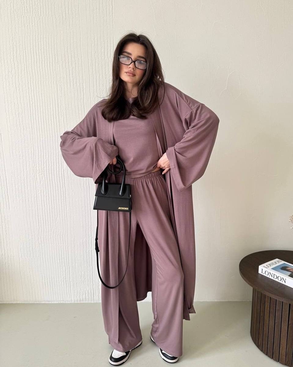 женский кардиган, топ и брюки,стильные костюмы,костюм женский,костюм с брюками палаццо,костюм тройка брючный с топом из вискозы легкий летний sensuluxe 422451853