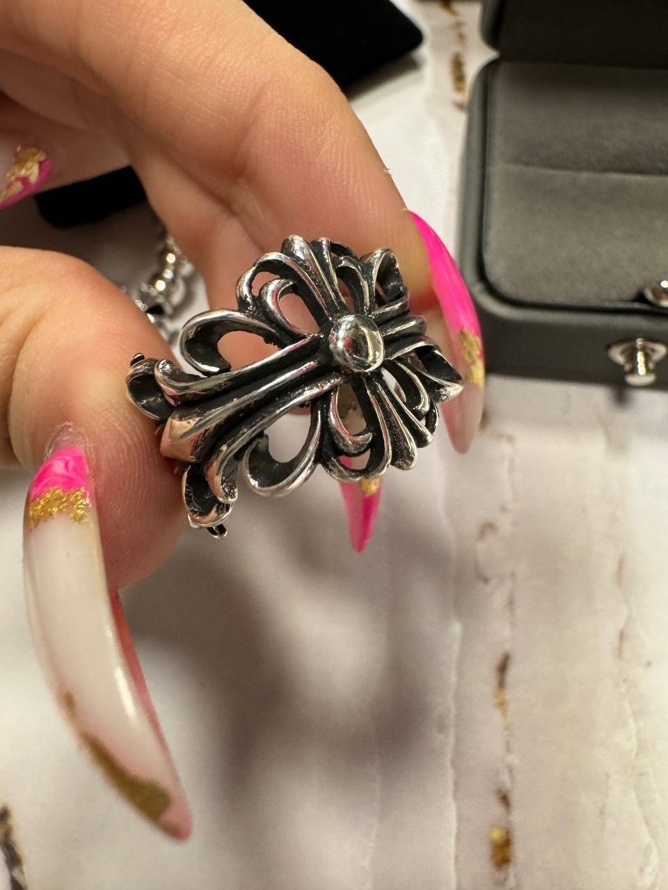 браслет хром хартс серебро,кольца chrome hearts,кольца хром хартс,chrome hearts double floral cross ring,кольцо бижутерия