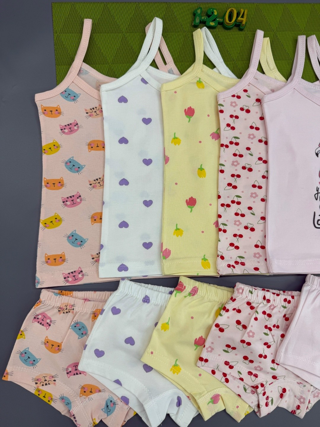майка для девочки, оптом,комплект для девочки (фламинго, вишенка),белье детское комплект,комплект белья для девочек