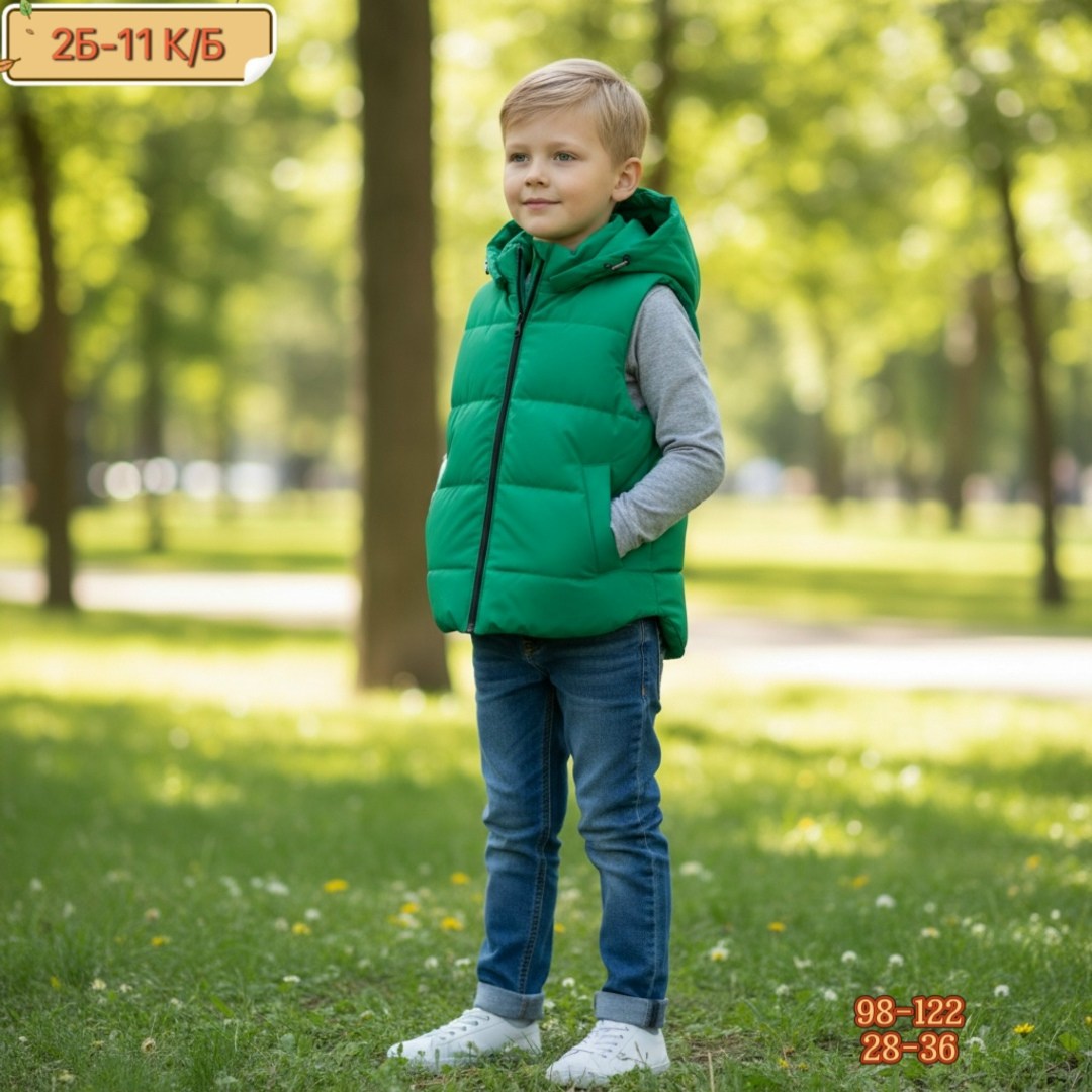 жилет детский,жилет двусторонний,зеленый жилет,жилетка двусторонняя,жилет