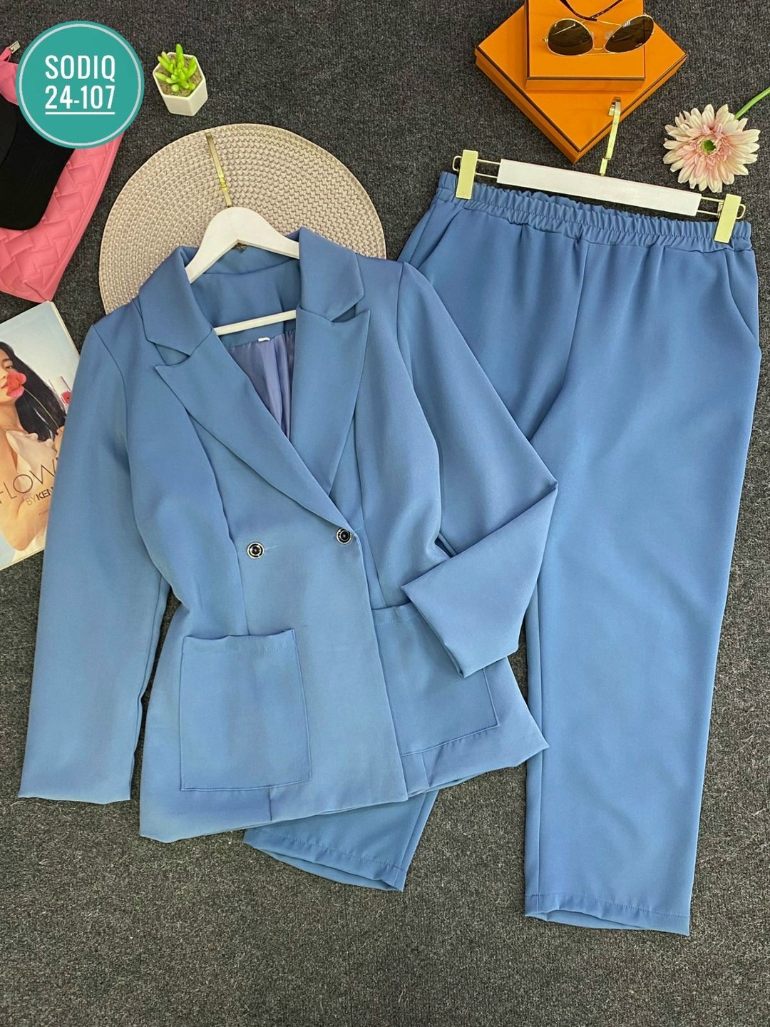 брючный костюм,костюм брючный lenata 20405 голубой,брючный костюм асолия 1345,женский костюм асолия,женский брючный костюм