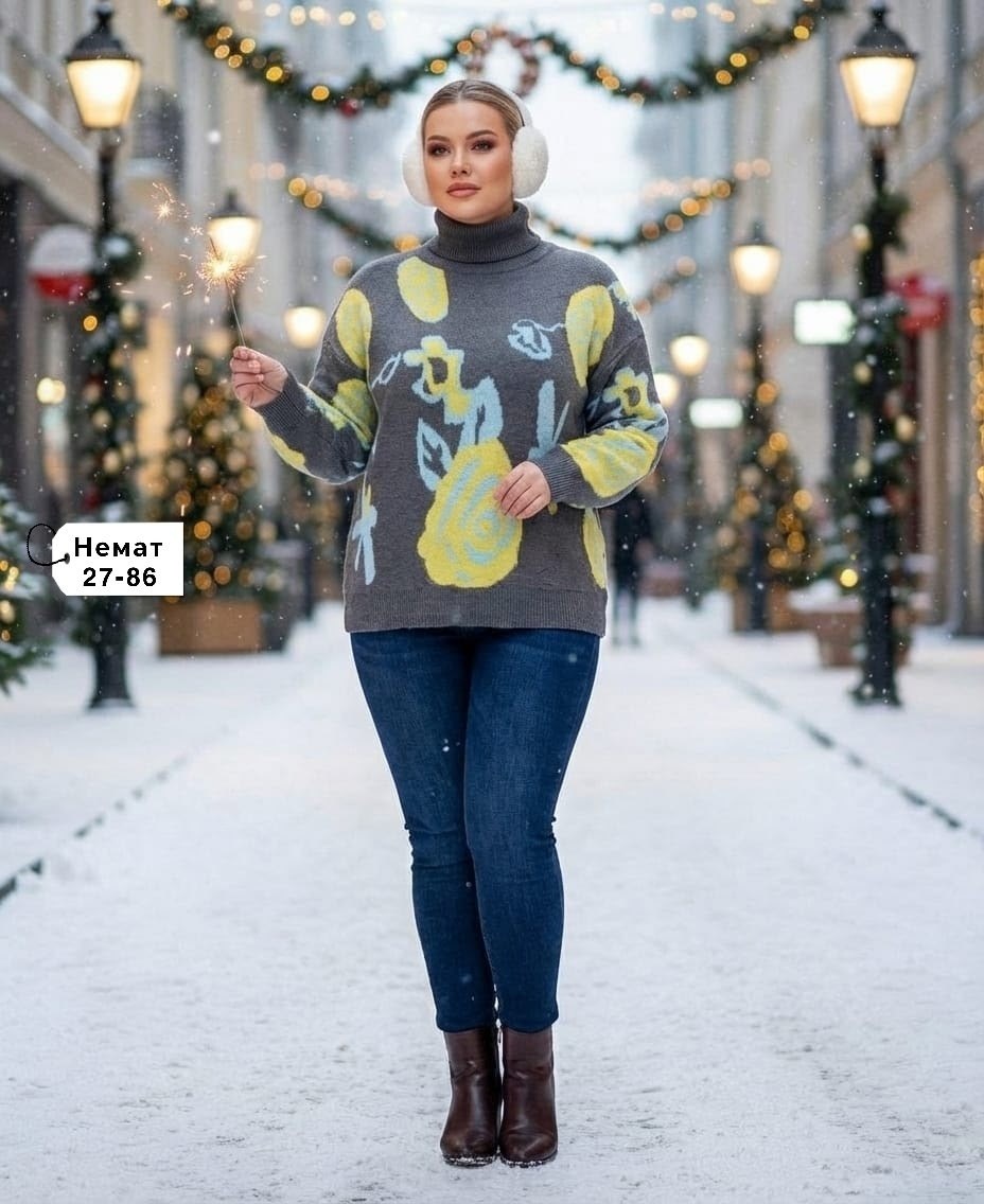 свитера больших размеров,джемпер,женские джемпера,джемпер с розами,женские свитера