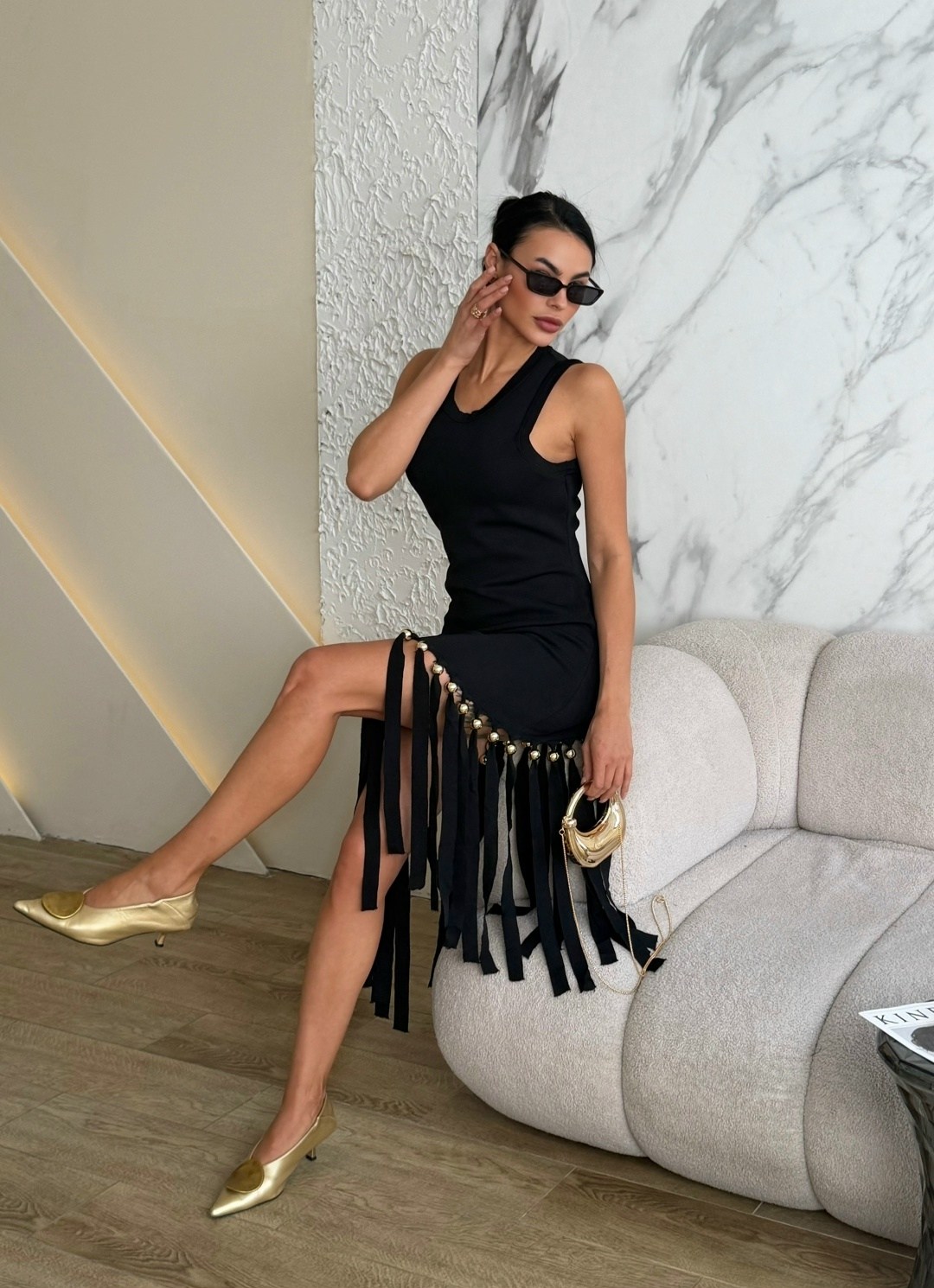 платье с бахромой,вечернее платье с бахромой,платье с бахромой чёрное,модное черное платье с бахромой,платье