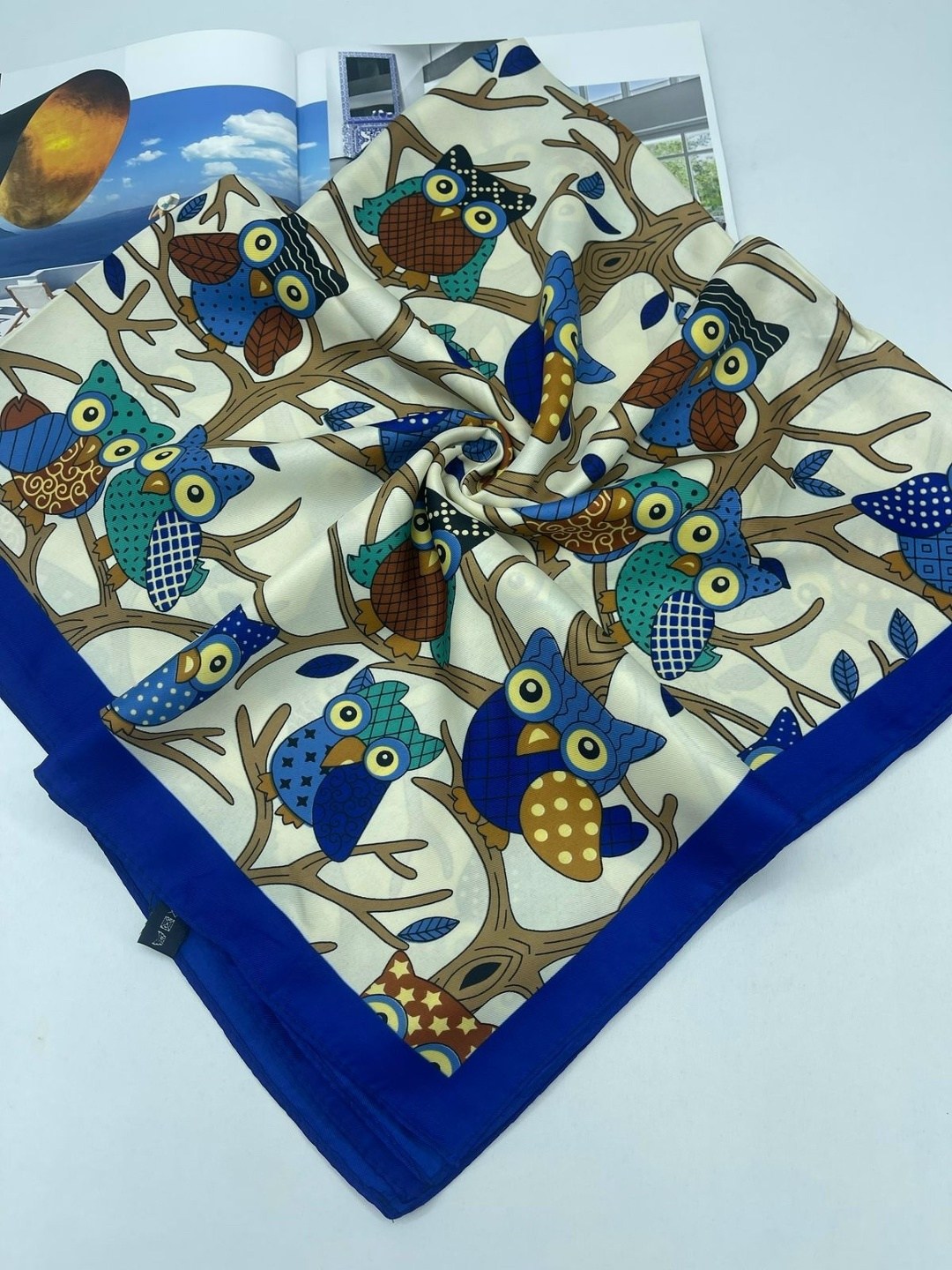 шелковые платки,платок с совами,платок женский с принтом,платки шейный платок,шарф платок