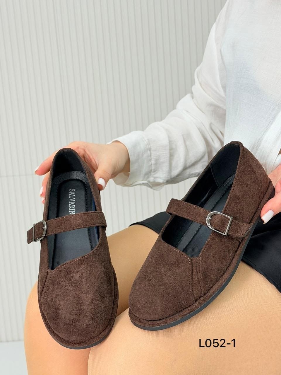 ,туфли на плоской подошве, женская,лоферы коричневые с ремешком замшевые,повседневная
