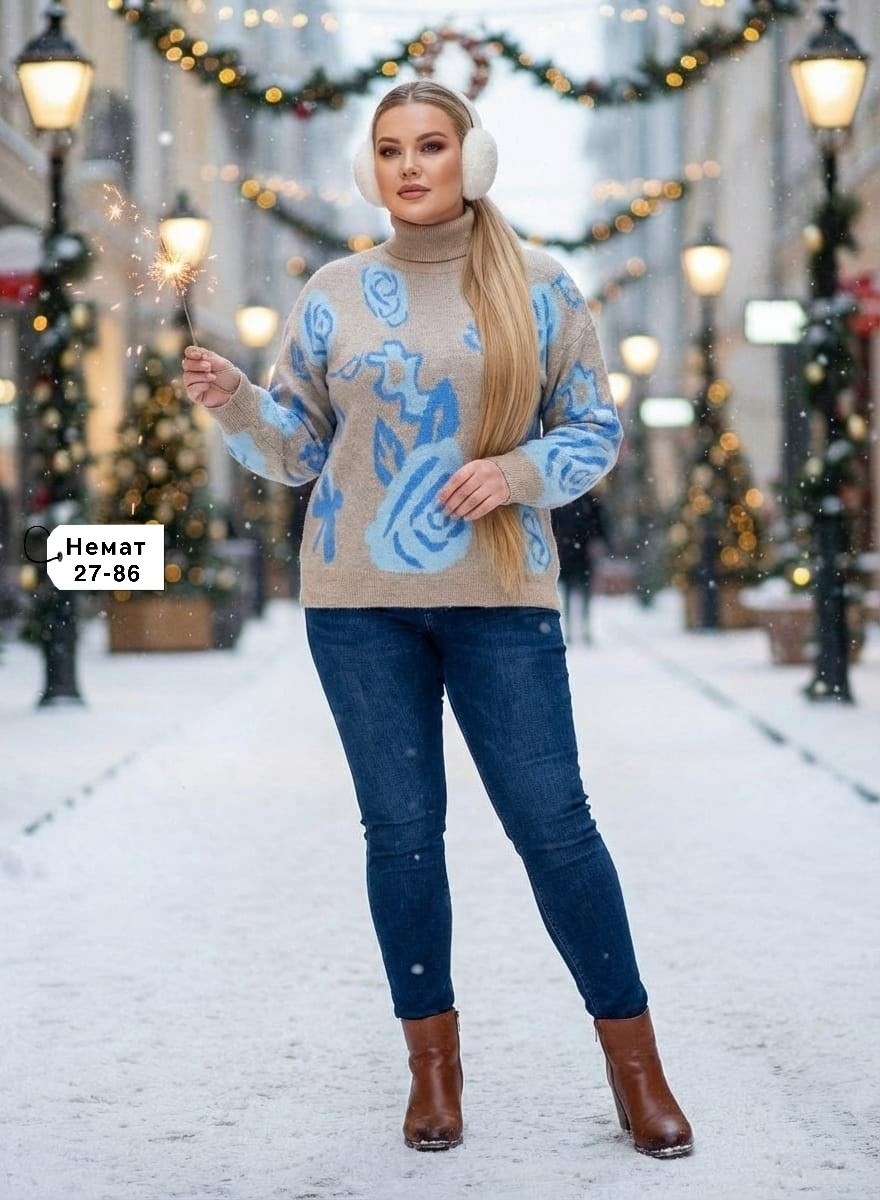 свитера больших размеров,джемпер,женские джемпера,джемпер с розами,женские свитера