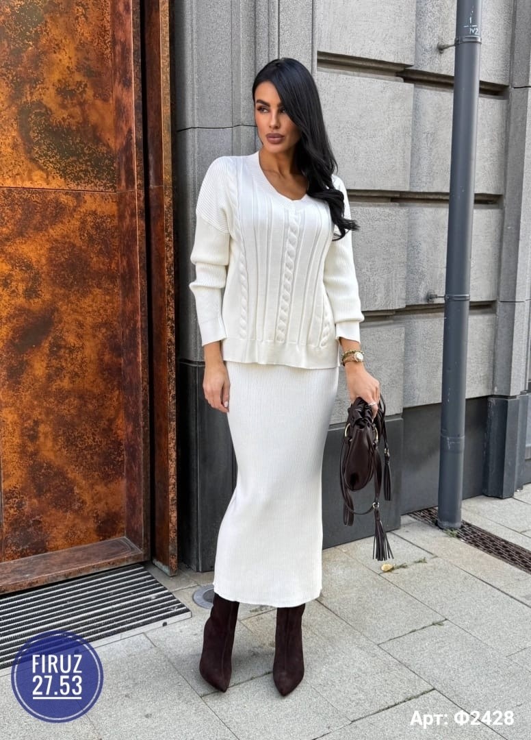костюм теплый вязаный с юбкой delamax,трикотажный костюм с юбкой,вязаный костюм с юбкой,костюм юбка и кофта вязаный koktash,костюм с юбкой миди трикотажный