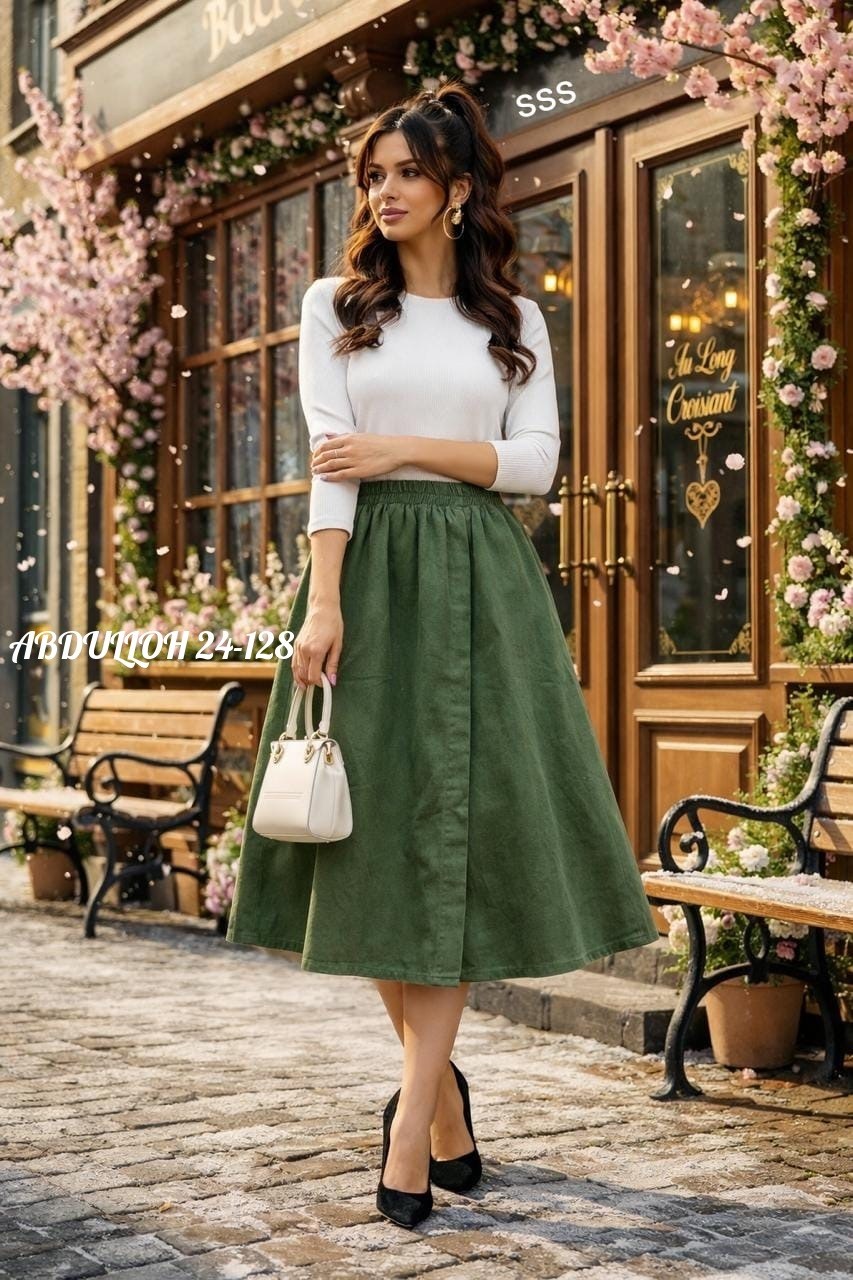 юбка teza 5621 бежевая замша,вельветовая юбка,вельветовая юбка миди,бежевая юбка из искусственной замши с карманами и складками teza 5621,юбка юникло вельветовая