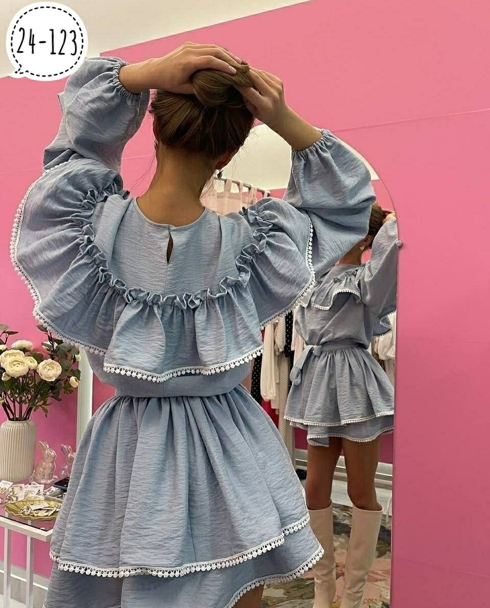 платье,стильное платье,костюм с юбкой,модное платье,женское платье с воланом