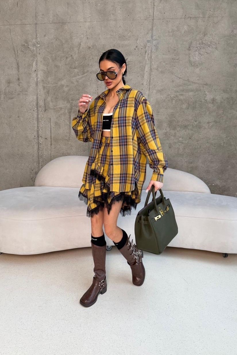 костюм в клетку,женский костюм,костюм с юбкой женский,юбка в клетку