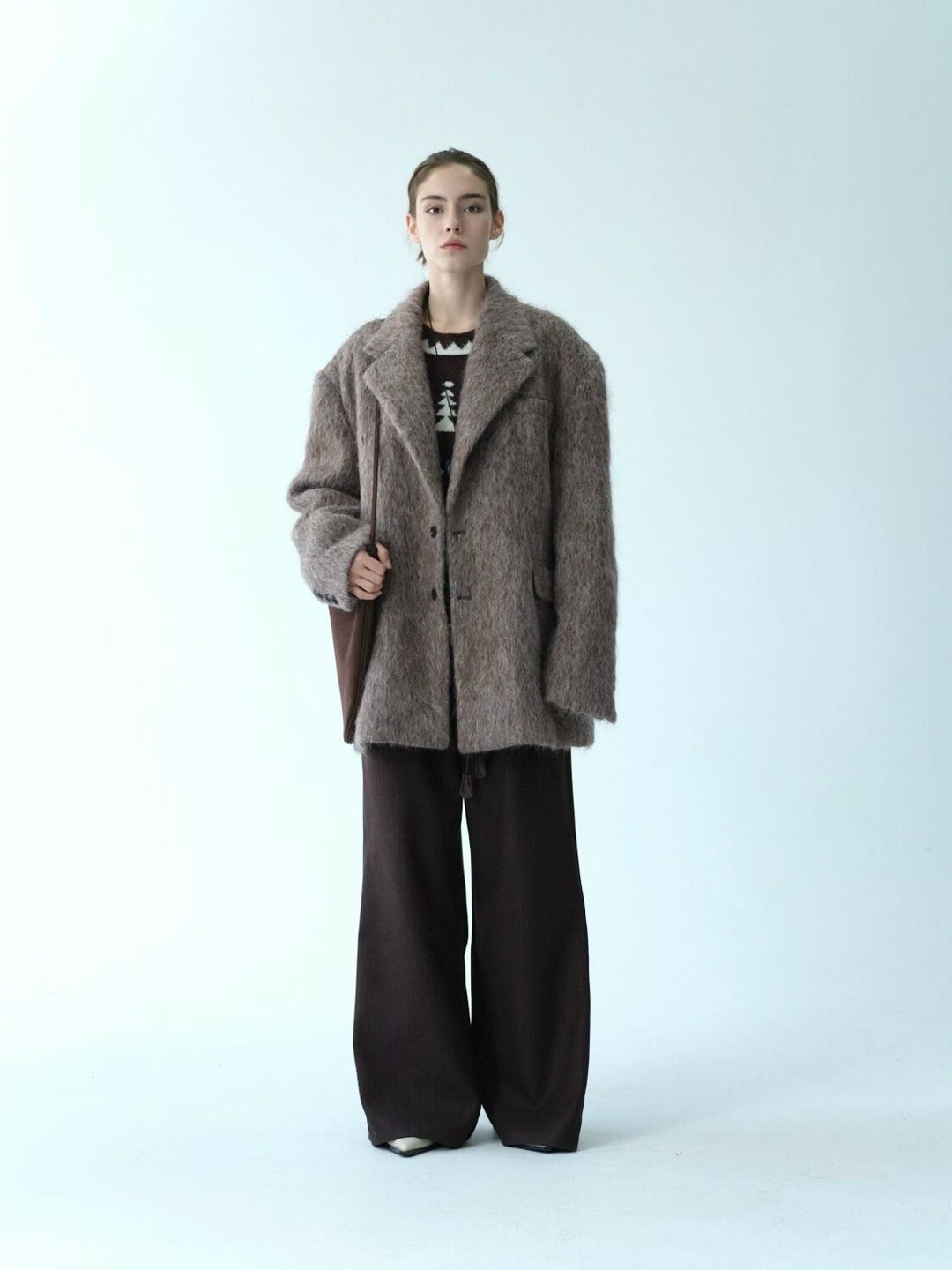 верхняя одежда maison david marthe alpaco коричнево-серый,женское полупальто,полупальто,женское пальто,пальто