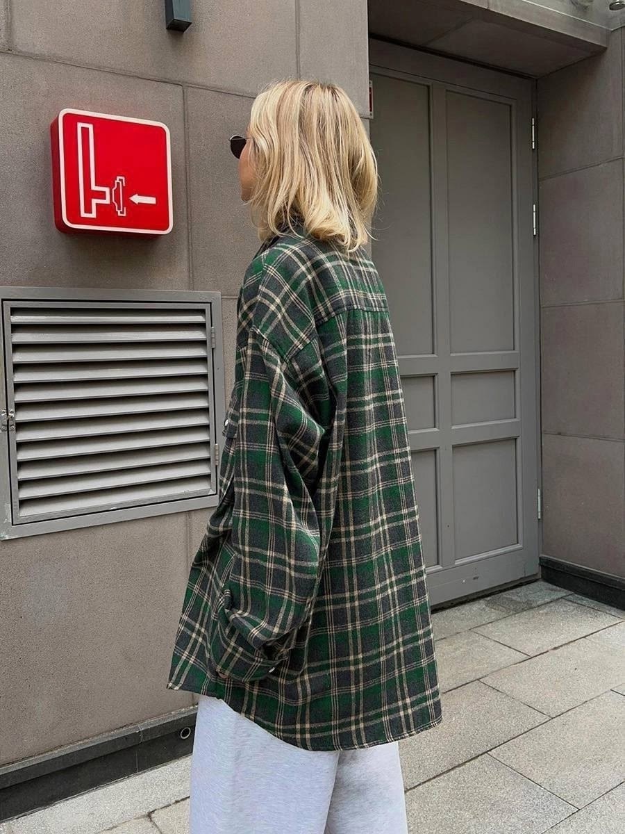 рубашка женская в клетку,женская клетчатая рубашка,женская рубашка в клетку байка,рубашка в клетку оверсайз летняя esstobee,теплая рубашка оверсайз в клетку женская
