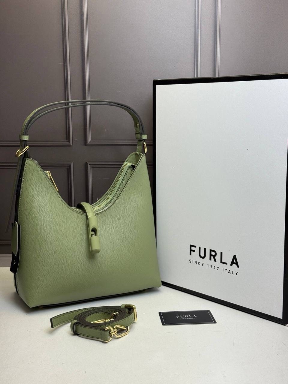 сумка furla,сумка женская furla,furla хаки,furla сумка хобо кожаная delizia,furla сумка хобо кожаная sfera s