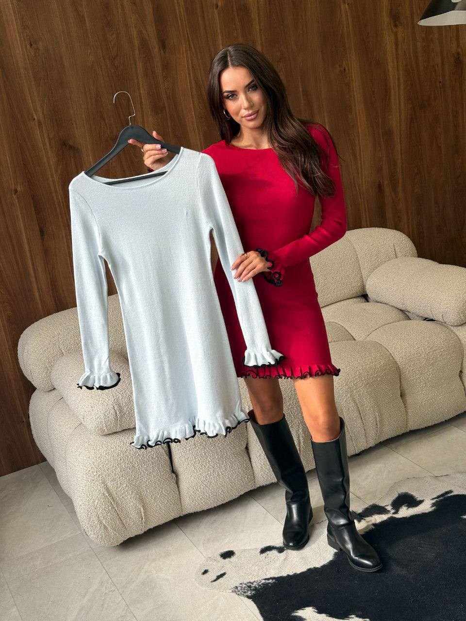 трикотажное платье,платье бандажное вечернее malisa,платья ,платье трикотажное с воланами,бордовое платье