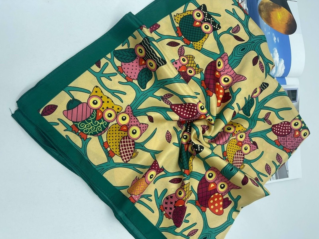 шелковые платки,платок с совами,платок женский с принтом,платки шейный платок,шарф платок