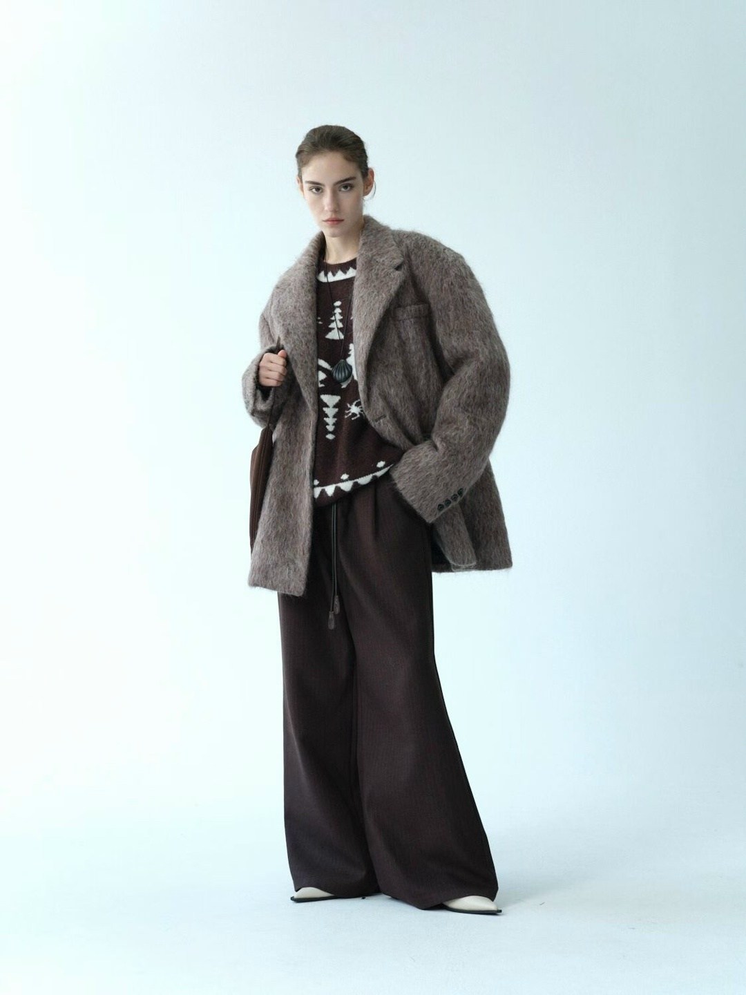 верхняя одежда maison david marthe alpaco коричнево-серый,женское полупальто,полупальто,женское пальто,пальто