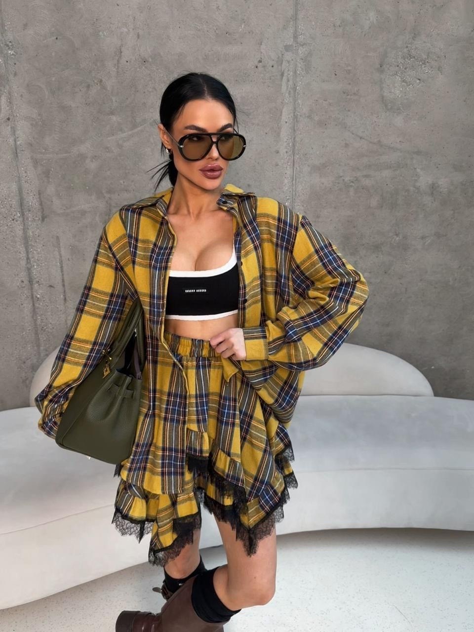 костюм в клетку,женский костюм,костюм с юбкой женский,юбка в клетку