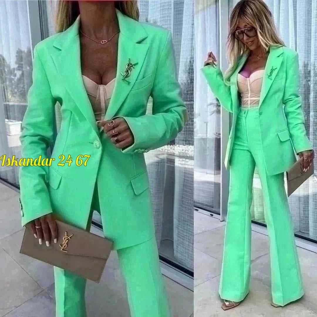 брючный костюм dilana vip 2056 зеленый,костюм женский брючный с пиджаком модные,брючные костюмы женские,костюм женский брючный деловой с пиджаком цвет зеленый,брючный костюм