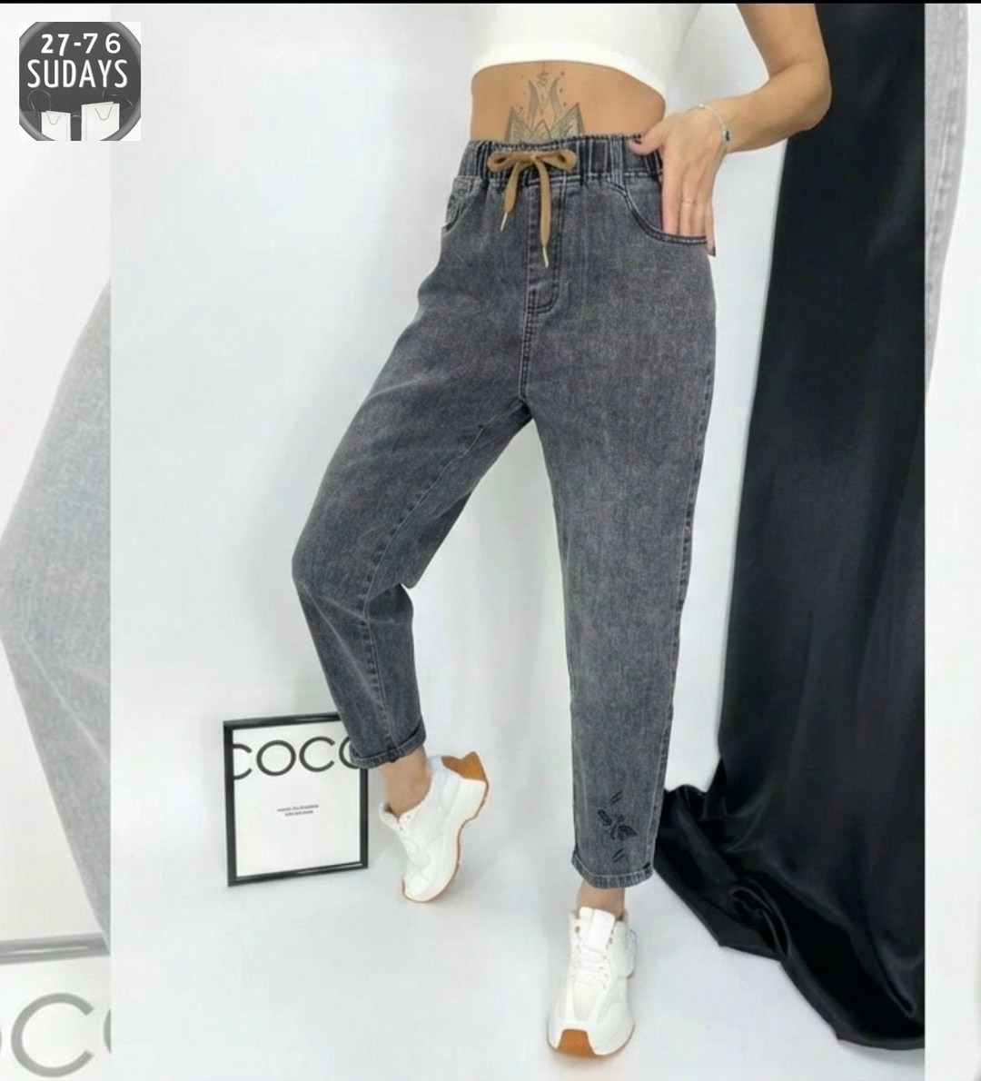 джинсы мом с высокой посадкой широкие на резинке jeanique,джинсы мом с высокой посадкой широкие на резинке jeanique 48661594,джинсы женские,джинсы мом,джинсы мом с высокой посадкой широкие на резинке