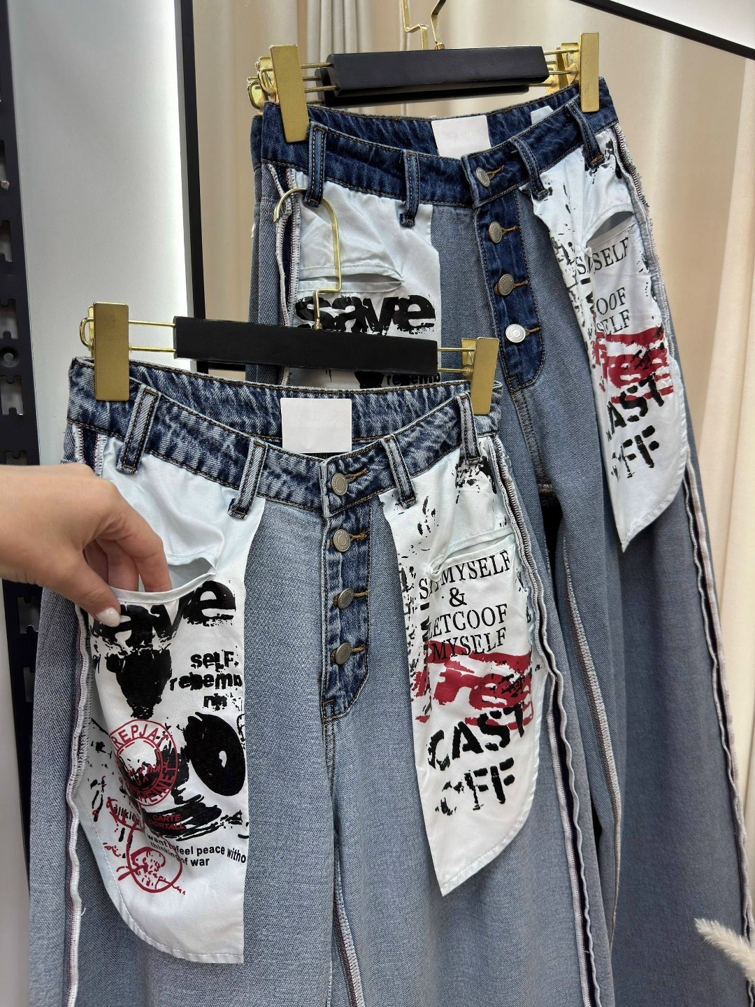 джинсы с принтом,модные джинсы,женские свободные джинсы с граффити,джинсы с рисунком,широкие джинсы